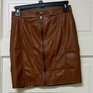 Haute Monde Brown Faux Leather skirt Small